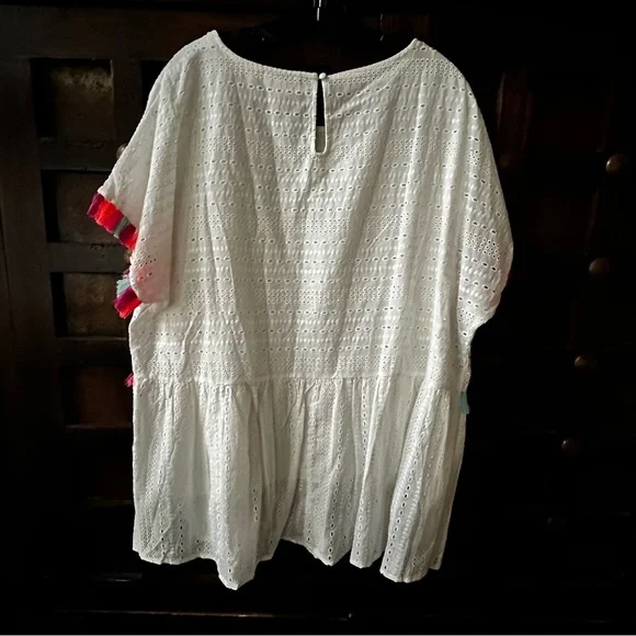 Andree Sz 1X white Tassel Shirt Boho - Picture 4 of 6